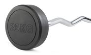 Штанга неразборная обрезиненная 25 кг. Изогнутый гриф. VictoryFit VF-DX5250