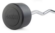 Штанга неразборная обрезиненная 45 кг. Изогнутый гриф. VictoryFit VF-DX5450