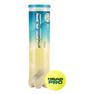 Мяч теннисный HEAD Pro 4B, 571604,уп.4 шт,одобр.ITF,сукно,нат.резина,желтый HEAD 571604