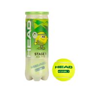 Мяч теннисный детский HEAD Stage 1 Green, 578413,уп.3 шт, фетр,нат.резина,желто-зеленый HEAD 578413