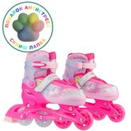 Раздвижные роликовые коньки CK-SK-P320-30 Pink (антистресс сквиш лапка в подарок) (S (29-32)) Alpha Caprice CK-SK-P320-30