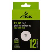 Мяч для наст. тенниса Stiga Cup ABS, 1110-2510-12, диам.40+мм, пластик, упак. 12 шт, белый Диаметр 40+