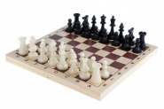 Шахматы обиходные (пластиковые) с деревянной доской 10019585 