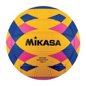 Мяч для водного поло MIKASA WP330C р.3, junior, резина, вес 340-380г, дл.окр. 61-63см, жел-син-роз 3