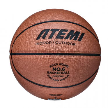 Мяч баскетбольный Atemi, р. 6, синтетическая кожа ПВХ, 8 панелей, BB300N, окруж 72-74, клееный ATEMI 00-00009819