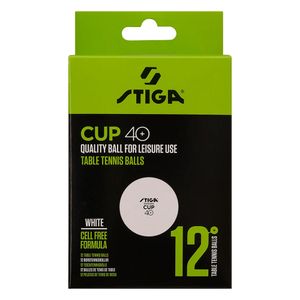 Мяч для наст. тенниса Stiga Cup ABS, 1110-2510-12, диам.40+мм, пластик, упак. 12 шт, белый Диаметр 40+