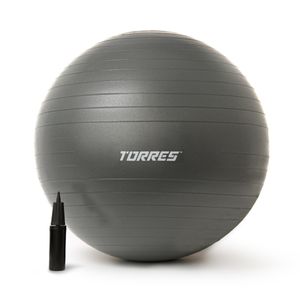 Мяч гимн. TORRES, FB122565, диам. 65 см, эласт. ПВХ,с защ. от взрыва, с насосом, серый