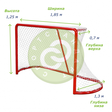 Сетка для хоккейных ворот арт.060122, размер 1,85х1,25х0,70х1,30 м