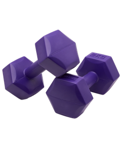 Гантель гексагональная DB-305 2 кг, пластиковый, фиолетовый, 2 шт BASEFIT ЦБ-00001559