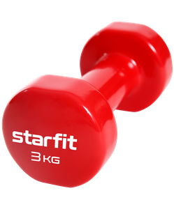 Гантель виниловая Core DB-101, 3 кг,  красный Starfit УТ-00018825