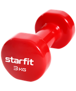 Гантель виниловая Core DB-101, 3 кг,  красный Starfit УТ-00018825