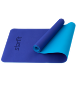 Коврик для йоги и фитнеса FM-201, TPE, 183x61x0,4 см, темно-синий/синий Starfit ЦБ-00001563